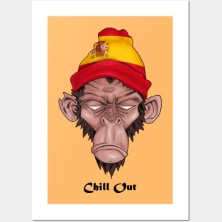 Chill Out ( Drawing For A Monkey With A Spanish Flag ) ( Español ) Posters and Art